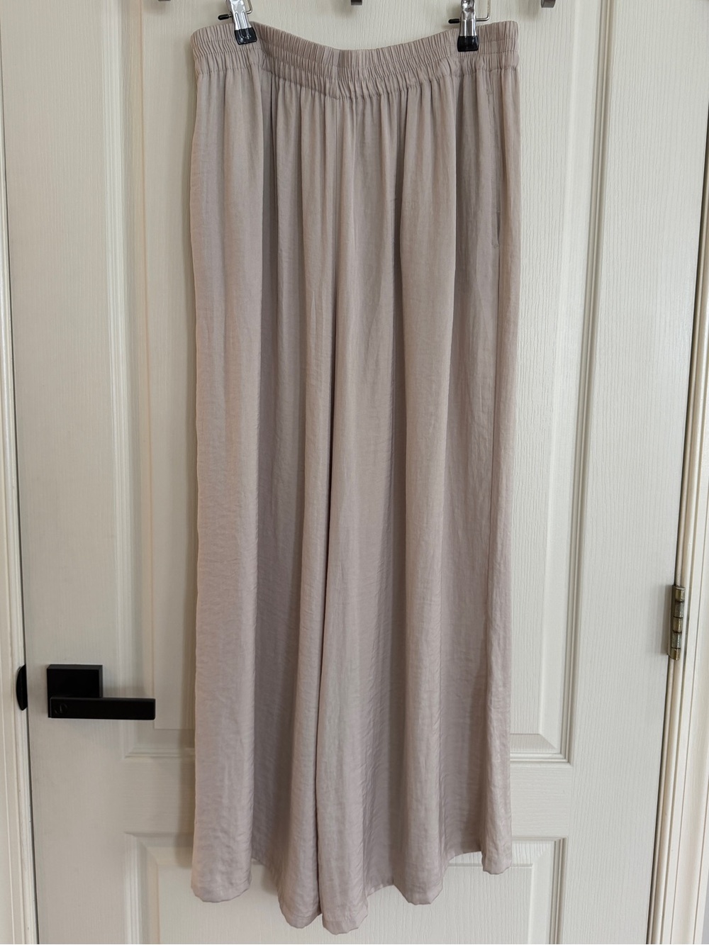 Zara Women's Wide-Leg Elastic Waist Pants - Light Taupe Beige